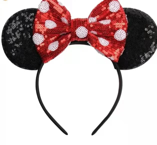 Polka Dot Bow Sequin Mickey Minnie Ears Headband / Minnie Inspired Princess Ears / Minnie Headban... | Walmart (US)