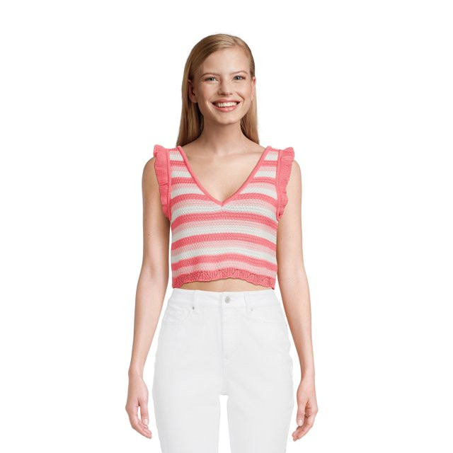 Madden NYC Juniors’ Cropped Crochet Top | Walmart (US)
