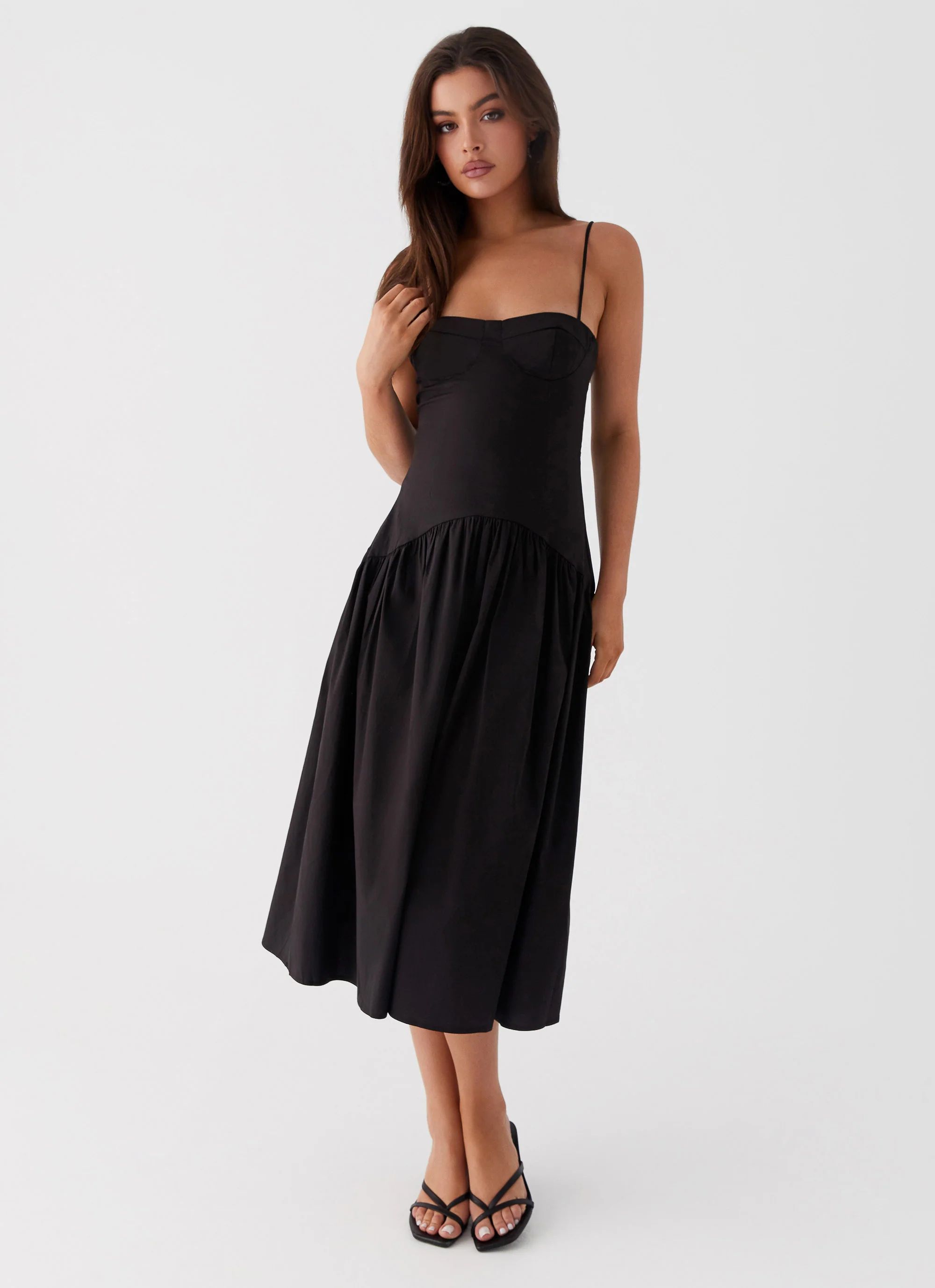 Yvette Corset Midi Dress - Black | Peppermayo (Global)