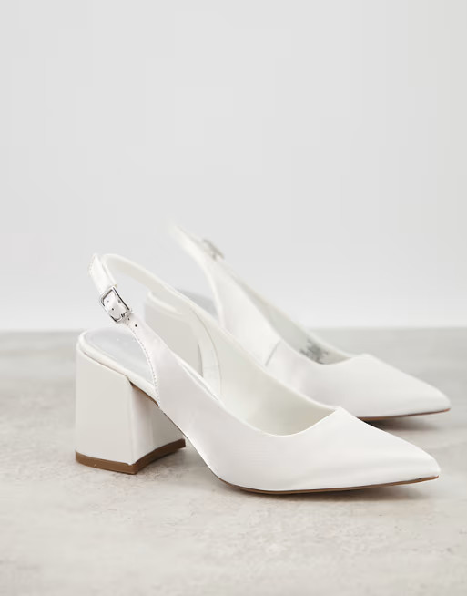 ASOS DESIGN Sammy slingback mid heels in ivory | ASOS (Global)