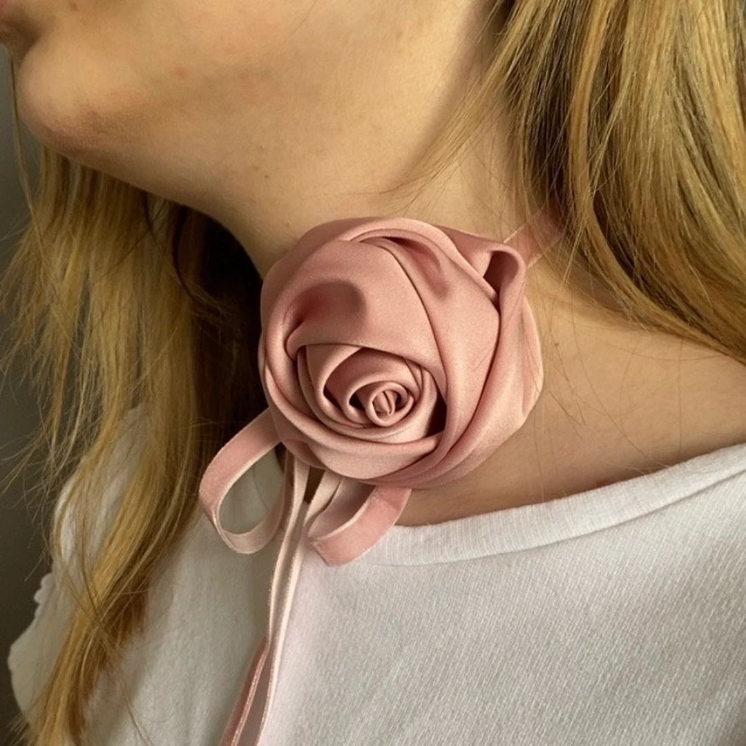 Dusty Pink Flower Choker. Silk Rose Choker. Bohemian Necklace. Choker for Gift. Dainty Choker. Je... | Etsy (US)