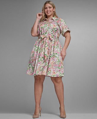 Plus Size Printed Collared Dress | Macy's