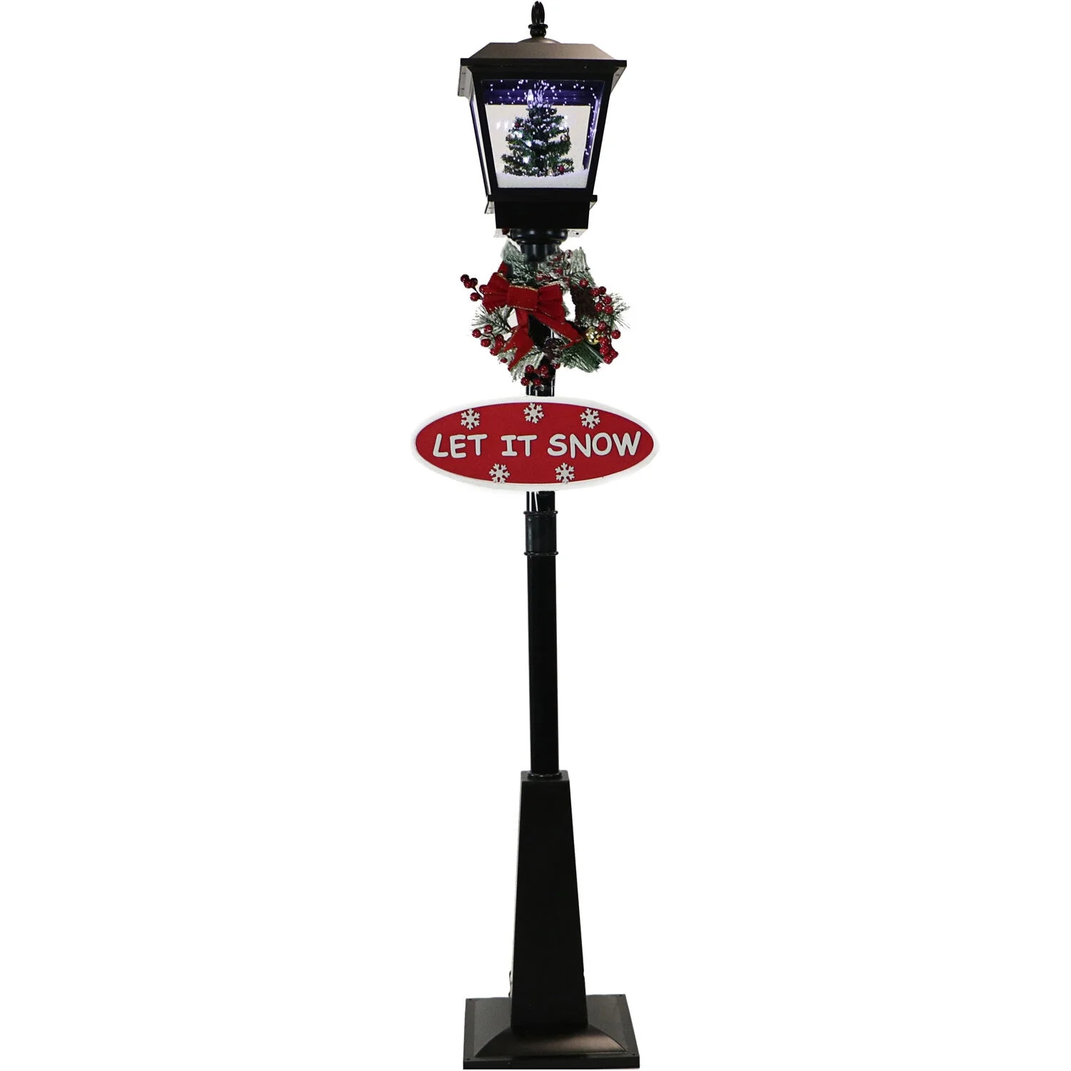 Fraser Hill Farm Let It Snow Series 71-In. Musical Street Lamp in Black with Christmas Tree Scene... | Walmart (US)