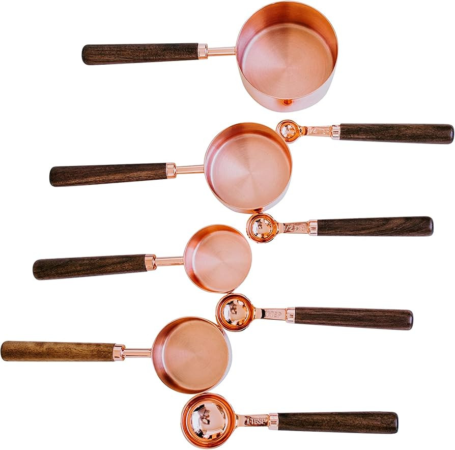 Aubree Says Measuring Spoon and Cup Set -  Stainless Steel Rose Gold Kitchen Measuring Cup with ... | Amazon (US)