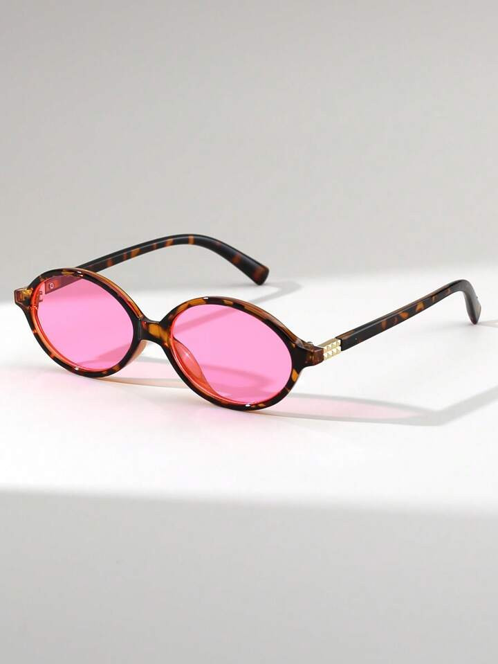 1pc Oval Shaped Women Retro Fashionable Fashion Glasses, Versatile For Casual, Street Style, Beac... | SHEIN
