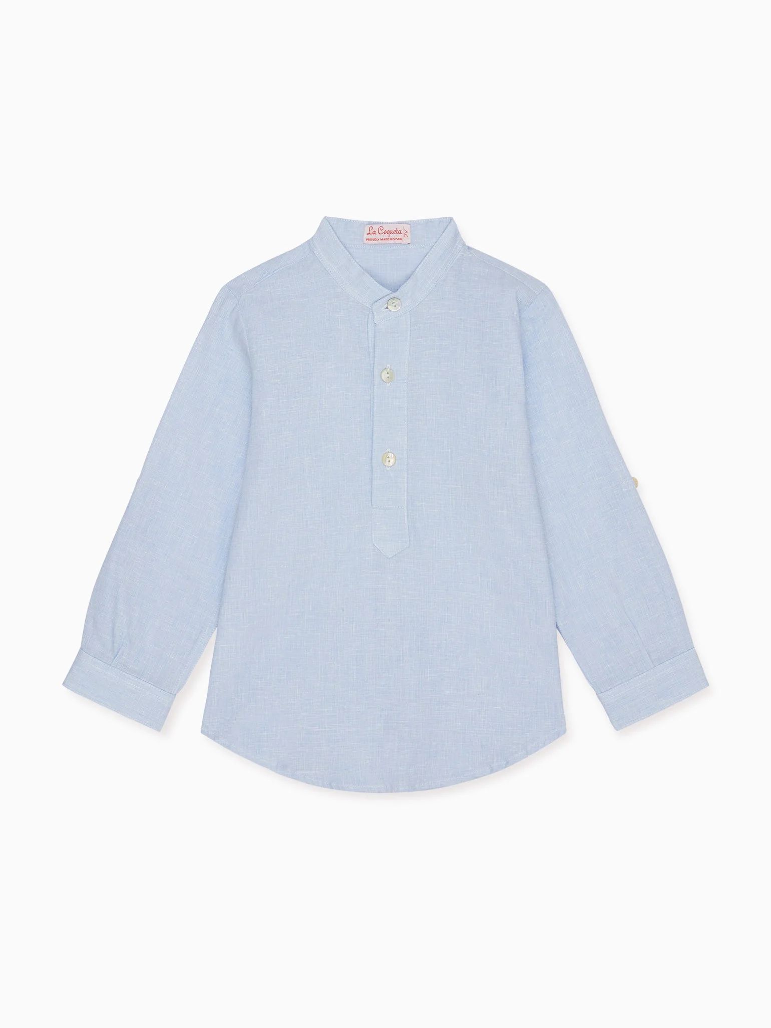 Light Blue Jazmin Linen Mix Boy Shirt | La Coqueta (US)