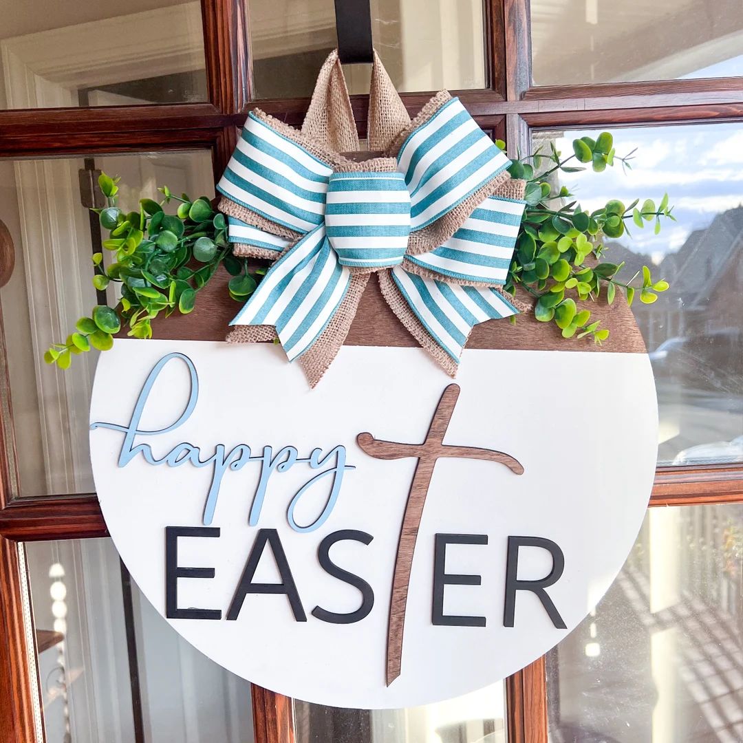 Easter Door Hanger Happy Easter Front Door Decor Easter Front Door Wreath Spring Door Hanger - Et... | Etsy (US)
