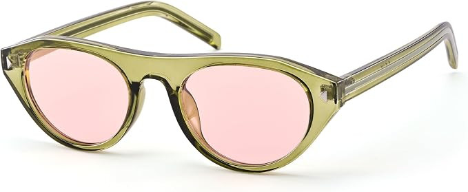 AZorb Retro Small Oval Cat Eye Sunglasses for Women Men, Narrow Vintage Flat Top Sun Glasses with... | Amazon (US)