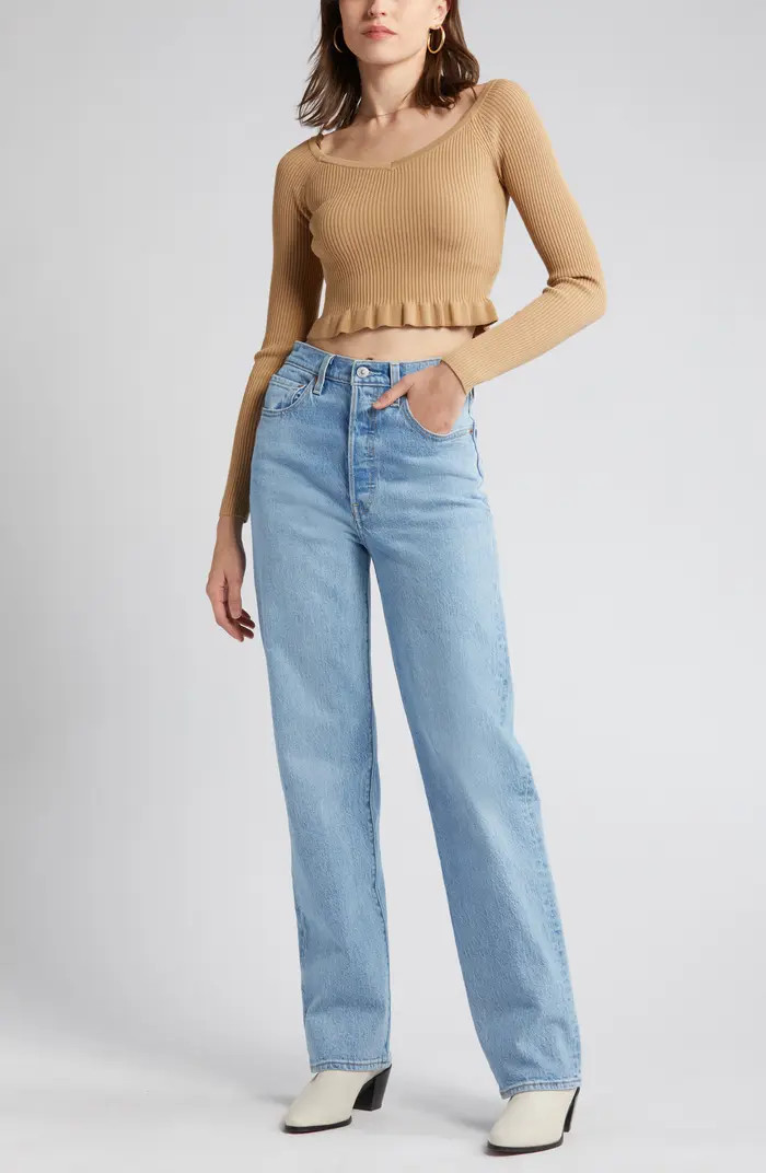 Ribcage High Waist Straight Leg Jeans | Nordstrom