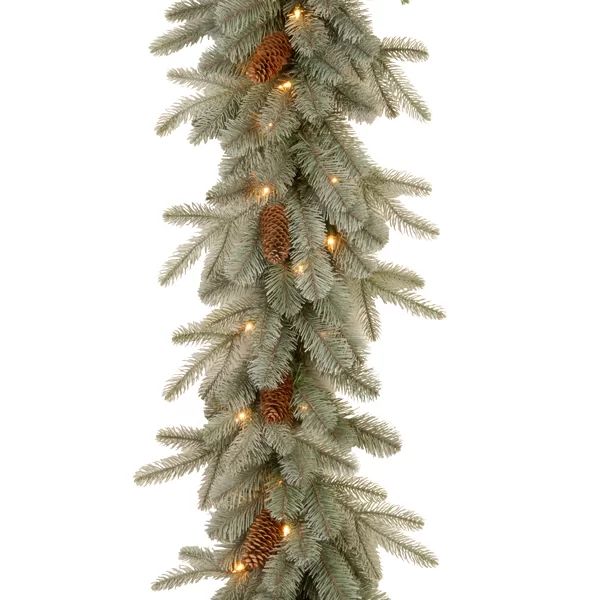 9' Artificial Frosted Arctic Spruce Garland 50 Lights | Wayfair North America