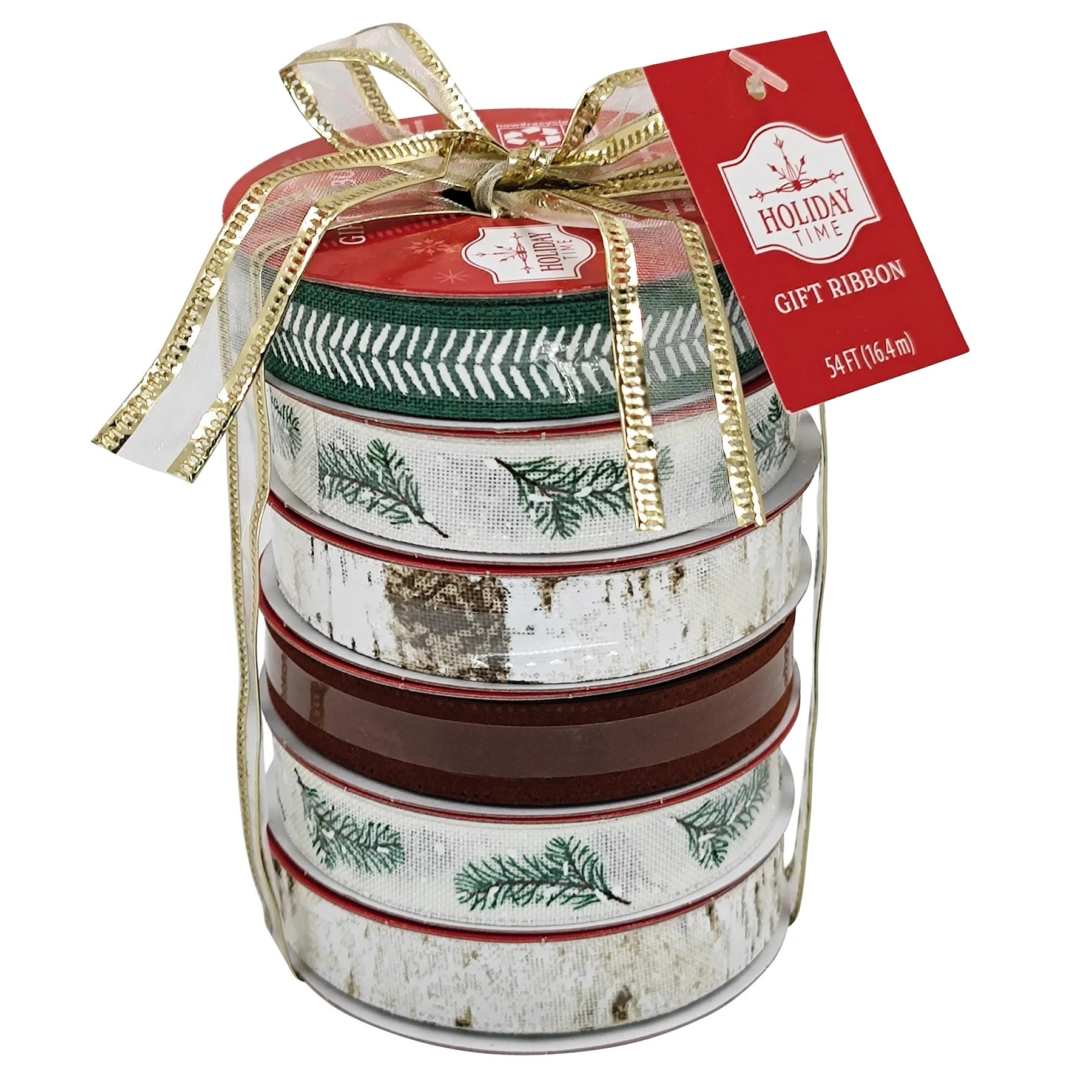 Beige, Brown, and Green Christmas Ribbon Assortment, 9', 6 Count, by Holiday Time | Walmart (US)