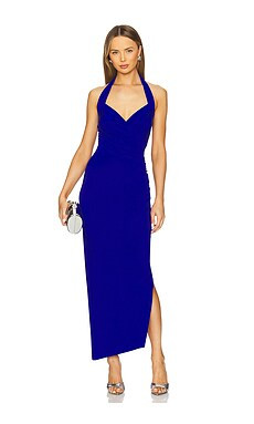 Norma Kamali x REVOLVE Halter Sweetheart Side Drape Gown in Electric Blue from Revolve.com | Revolve Clothing (Global)