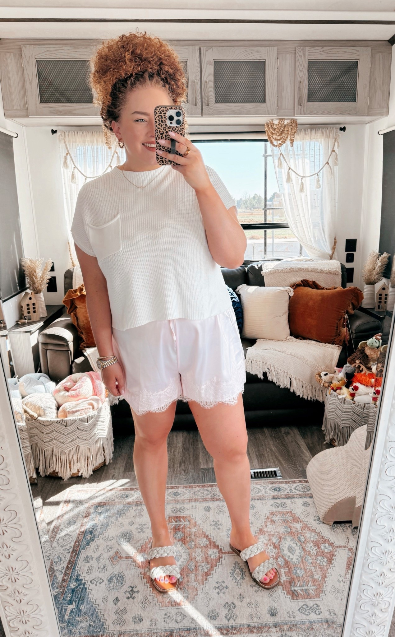 A soft + feminine little moment 🌸 This one feels a bit more dressed up but still so comfy 🙌🏻 Perfect for spring days when you want something a little extra cute ✨ spring outfit | feminine outfit | girly outfit | soft girl aesthetic | amazon fashion | amazon outfit | white short sleeve sweater | lightweight sweater outfit | spring sweater outfit | pink lace shorts | lace shorts outfit | dressy casual outfit | elevated casual | comfy chic | cute spring outfit | brunch outfit | date night casual | weekend outfit | warm weather outfit | braided sandals outfit | neutral sandals | boho outfit | soft spring colors | pastel outfit | easy outfit idea | mom outfit | travel outfit | everyday style | affordable fashion | amazon finds

#LTKMidsize #LTKdayinmylife #LTKootd