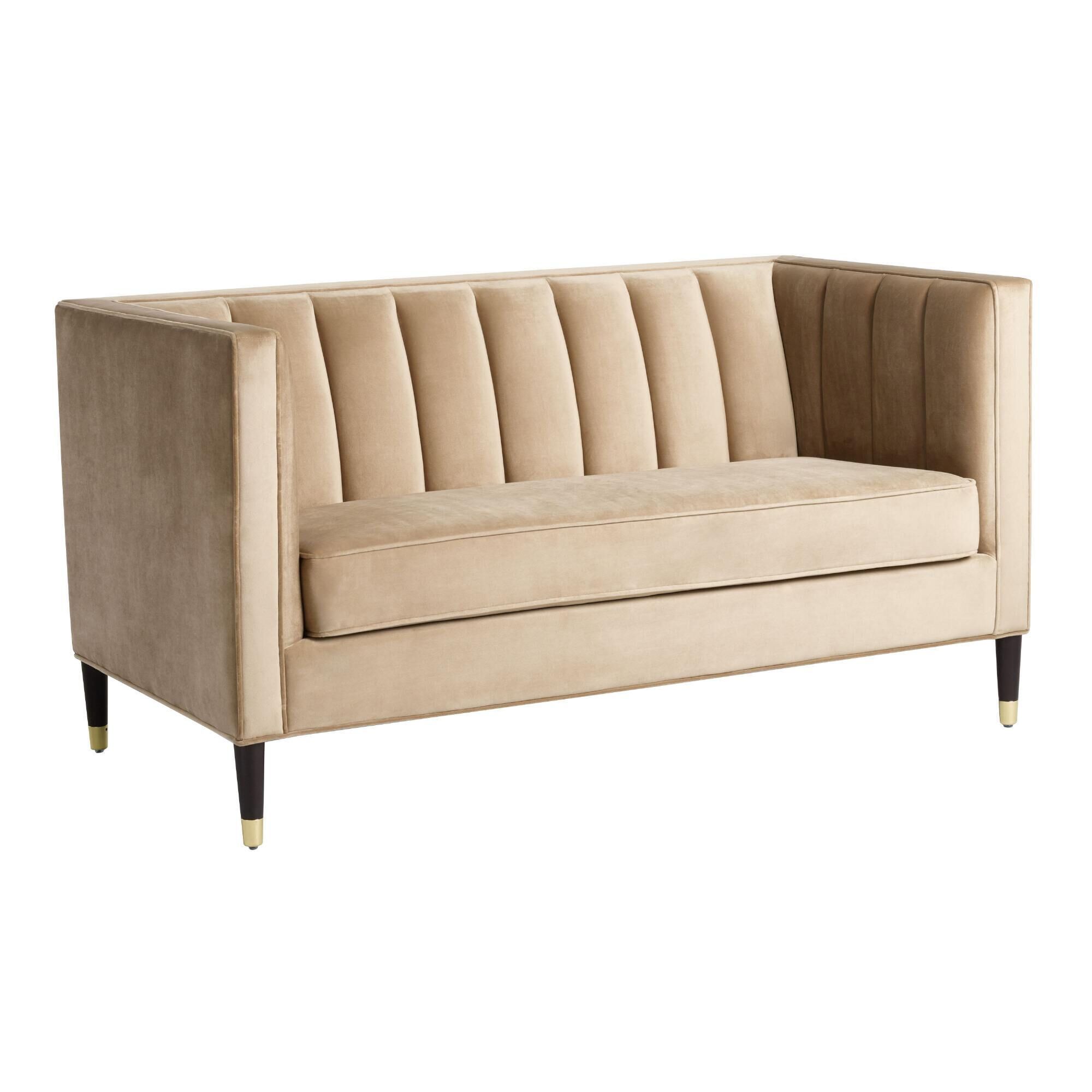 Leanna Channel Tufted Velvet Loveseat | World Market