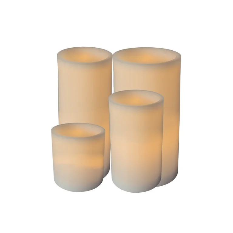 Mainstays 3-Pack Flameless LED Pillar Candle, White, No Scent,Various Sizes - Walmart.com | Walmart (US)