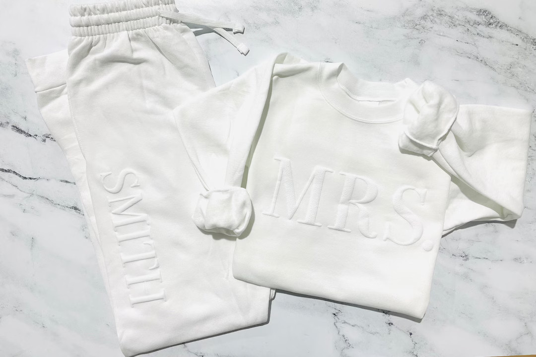 Embossed Bridal Gift Set Mrs. Sweatshirt New Mrs. Set Mrs. - Etsy | Etsy (US)