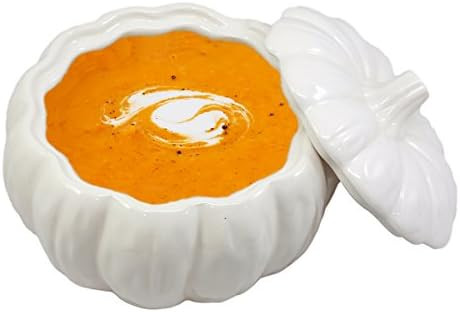 Ebros Gift Ceramic Stoneware White Harvest Pumpkin Bowl With Lid 6"Diameter (1) | Amazon (US)