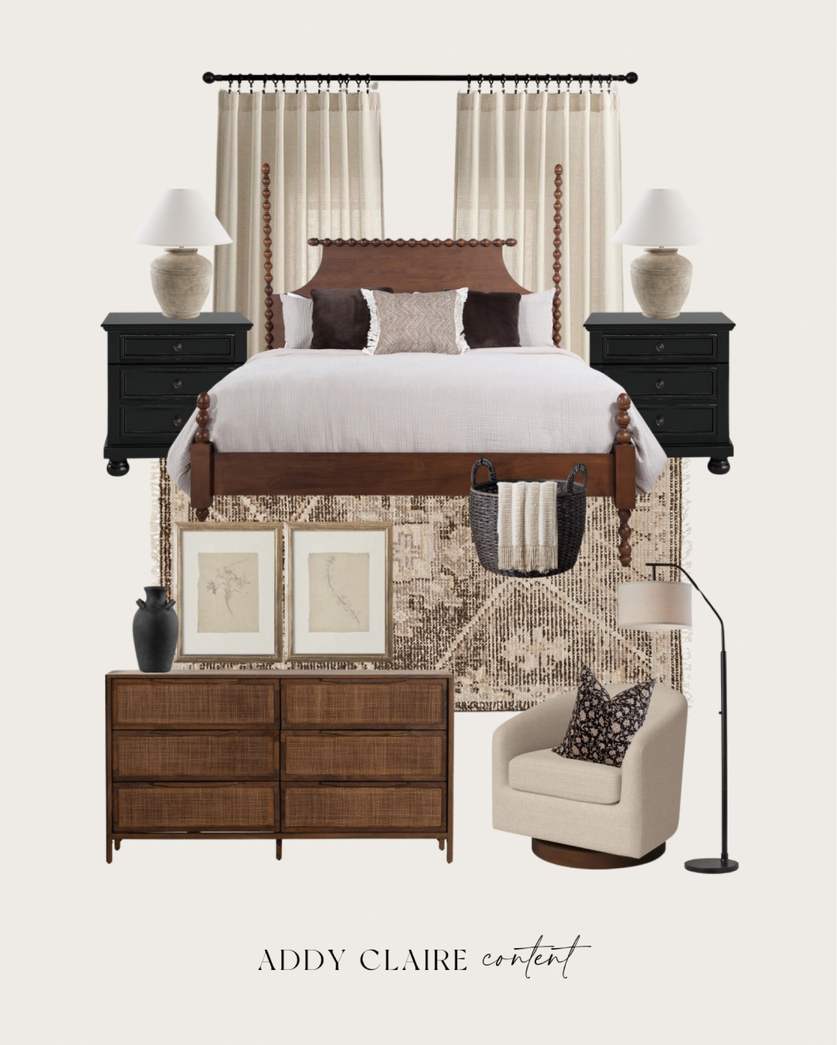 Dreaming of a cozy bedroom makeover? Here’s some style inspiration! 🛏️✨ 

This curated setup features a blend of elegance and comfort that’s perfect for creating a serene retreat:

1. **Statement Bed** – A beautiful bed frame sets the foundation for style.
2. **Chic Nightstands** – Functional yet stylish, perfect for bedside essentials.
3. **Warm Lighting** – Soft lamps to create a cozy ambiance in the evenings.
4. **Layered Textiles** – Incorporate throws and decorative pillows for added comfort and style.
5. **Artistic Touches** – Artwork or framed prints to personalize your space.
6. **Functional Storage** – A stylish dresser that combines storage with design.
7. **Cozy Accent Chair** – Ideal for a reading nook or relaxation spot.

Let this inspire your next bedroom update! Check out the link in my bio for the pieces featured here. #BedroomInspo #HomeDecor #CozyVibes #InteriorDesign**

#LTKStyleTip #LTKHome #LTKSeasonal
