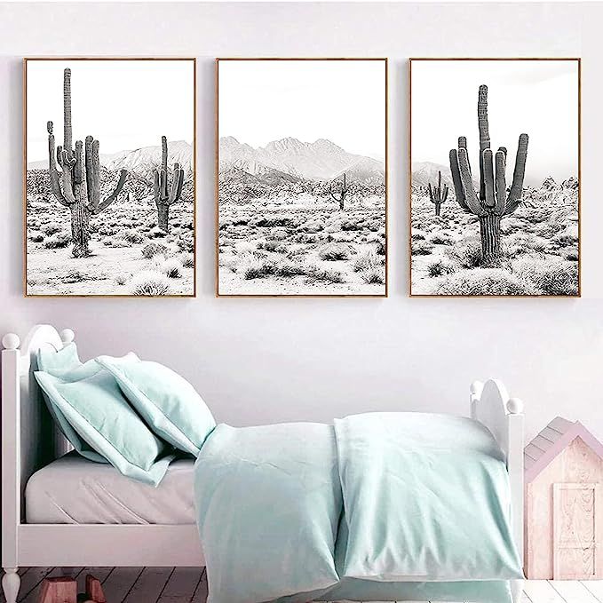 VLOLIFE Desert Landscape Black and White Print Photography Poster Saguaro Cactus Art Canvas Paint... | Amazon (US)