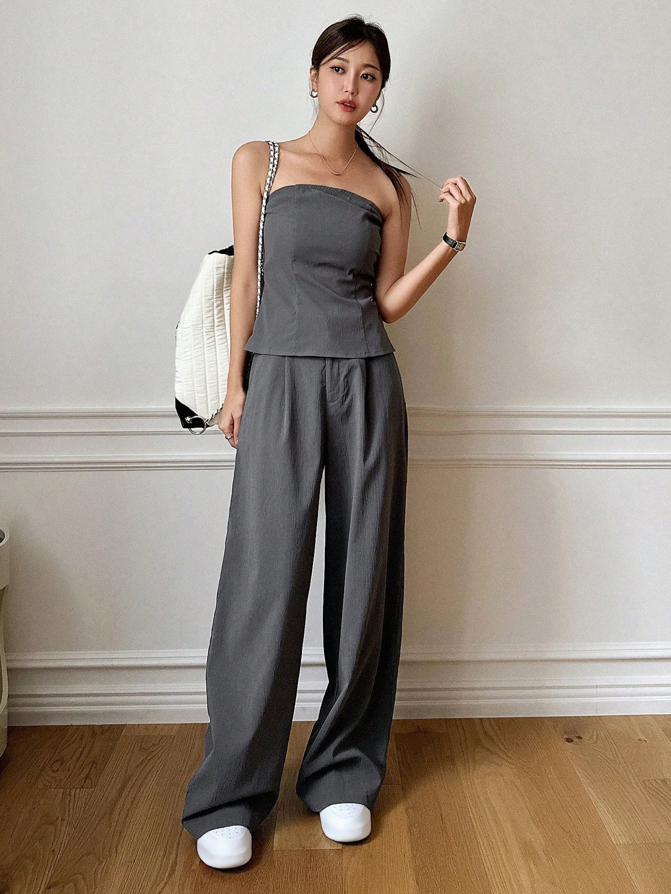 DAZY Solid Tube Top & Wide Leg Pants | SHEIN