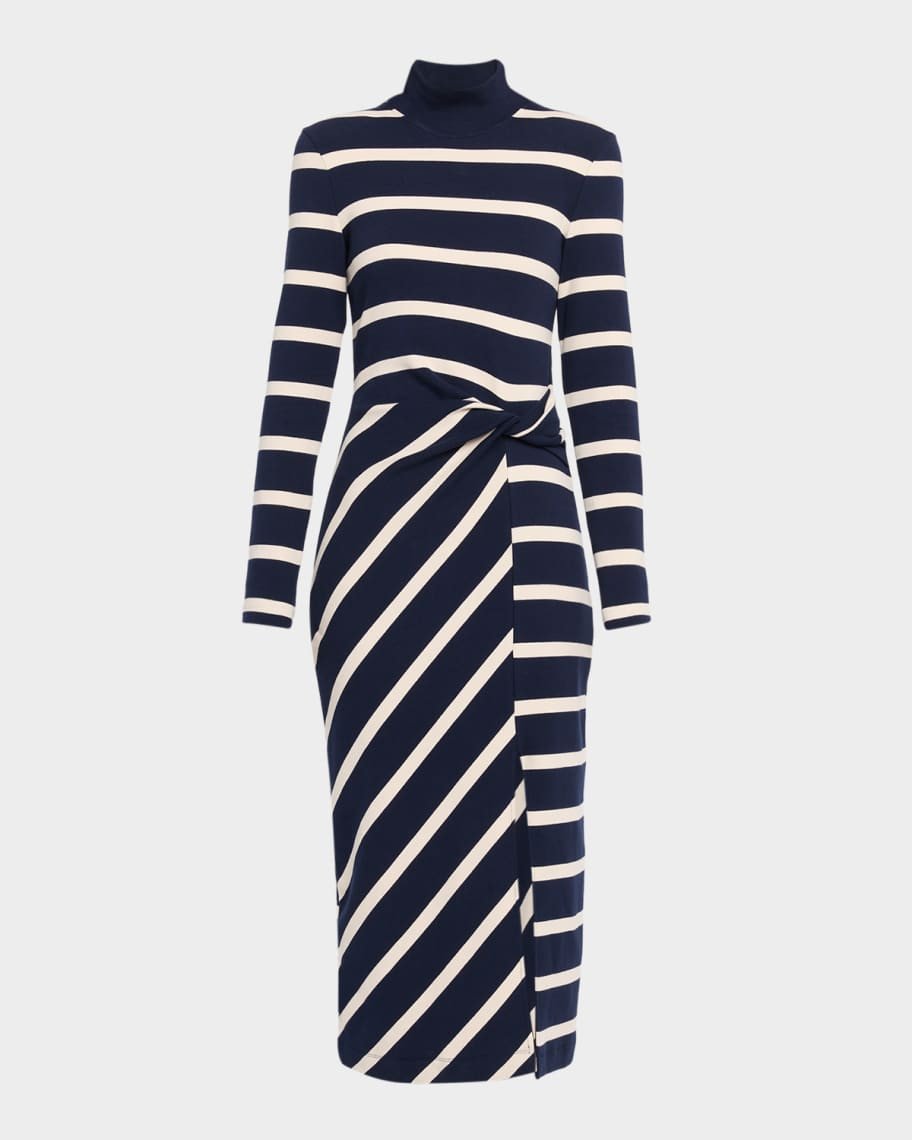 Tanya Taylor Brindy Stripe Turtleneck Midi Dress | Neiman Marcus