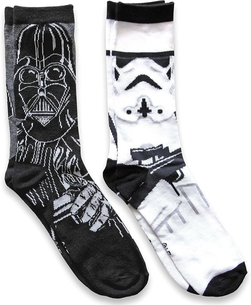 Hyp Star Wars Darth Vader/Stormtrooper Men's Casual Crew Socks 2 Pair Pack Shoe Size 6-12 | Amazon (US)