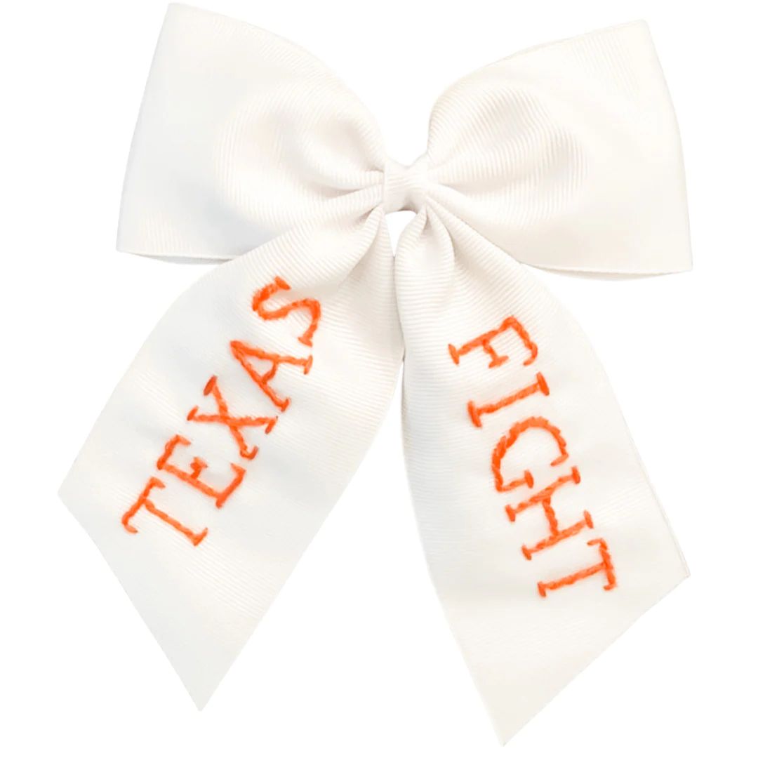 Texas Fight Embroidered Bow (multiple sizes) | Lovely Little Things Boutique