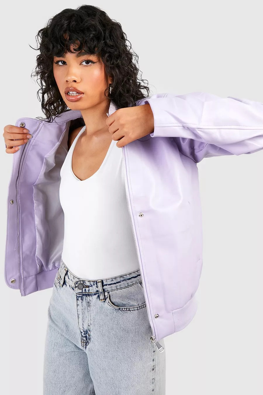 Oversized Faux Leather Bomber Jacket | Boohoo.com (NL)