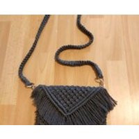 Macrame crossbody bag grey crossbody bag macrame bag with removable strap macrame clutch bag Boho cr | Etsy (US)