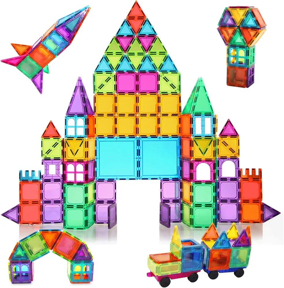 Bmag Magnetic Tiles, 120 PCS Magnetic Building Blocks, 3D Magnet Tiles for Kids Boys Girls, STEM ... | Amazon (US)
