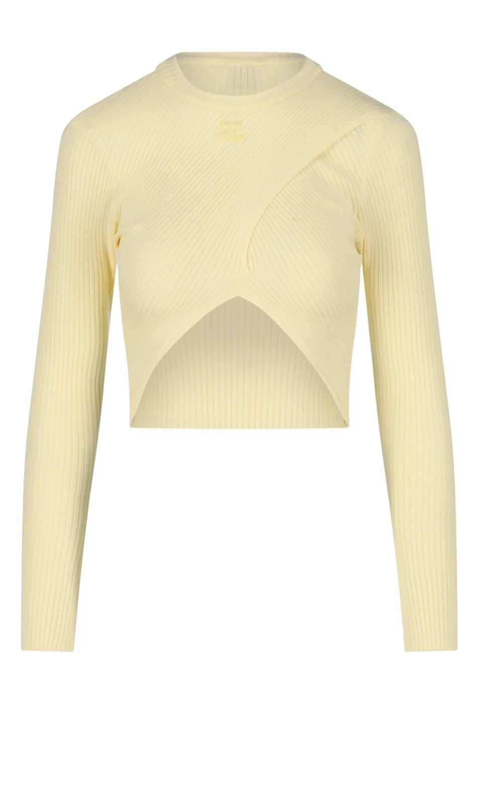 Courrèges Logo Detailed Ribbed Knit Cropped Top | Cettire Global