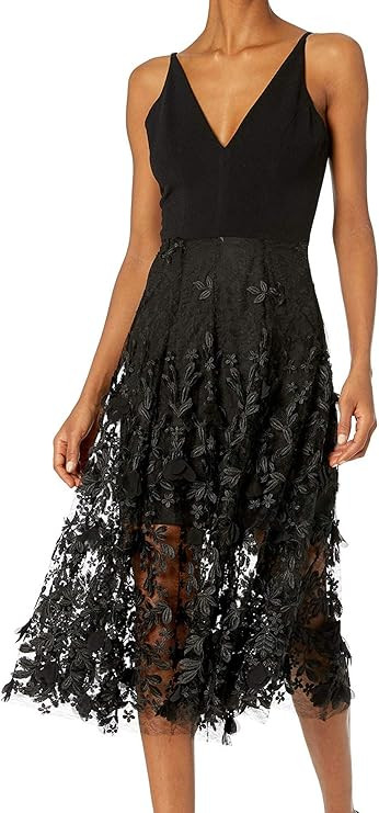 Dress the Population Women's Darleen Sleeveless 3D Floral Fit & Flare Midi Dress | Amazon (US)