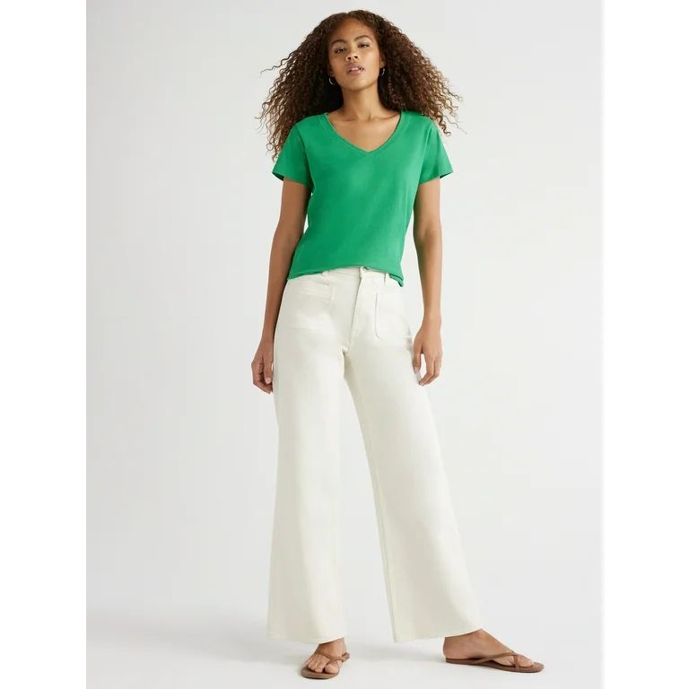 Free Assembly Women’s Patch Pocket Wide Leg Jeans, 30” Inseam | Walmart (US)