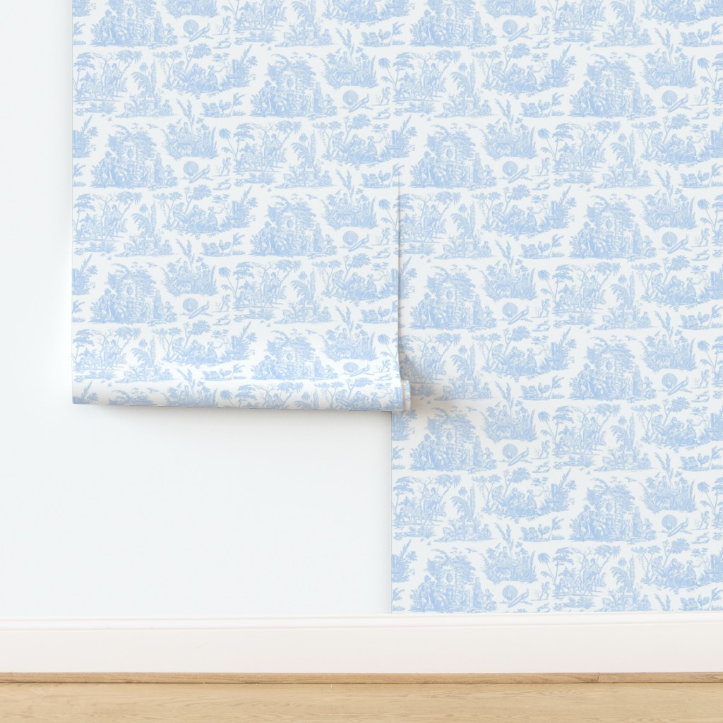 Wallpaper in Marseilles Toile Jasperware Blue and White | Spoonflower