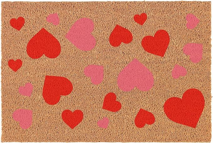 Coir Doormat Front Door Mat New Home Closing Housewarming Gift Red & Pink Hearts Love Valentine's... | Amazon (US)
