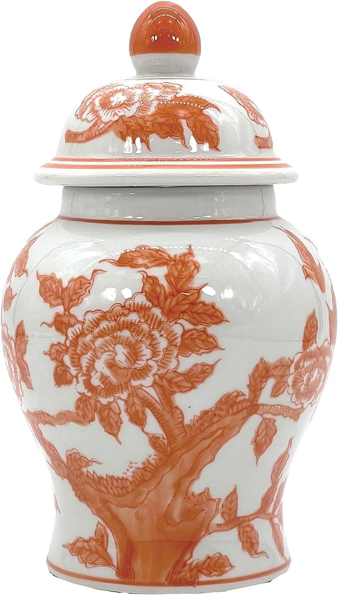 Galt International 8" Ceramic Ginger Jar with Lid - Tea Storage, Decorative, Home Decor Jar (Oran... | Amazon (US)