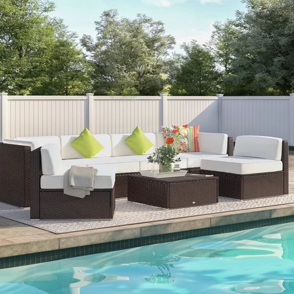 Grecia 7 Piece Rattan Sectional Seating Group with Cushions | Wayfair North America