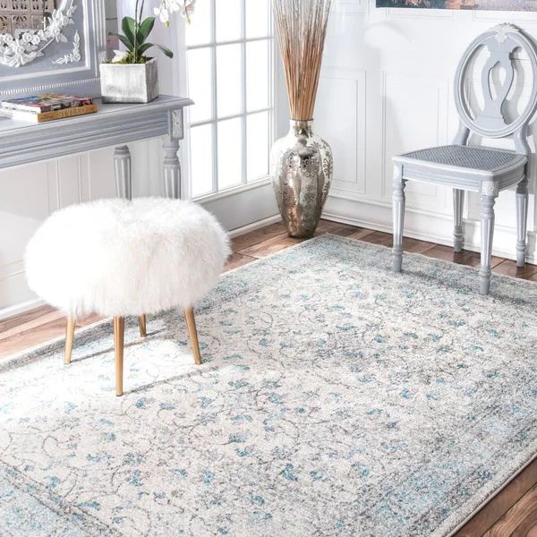 nuLOOM Vintage Flourish Aqua Rug (9' x 12') | Bed Bath & Beyond