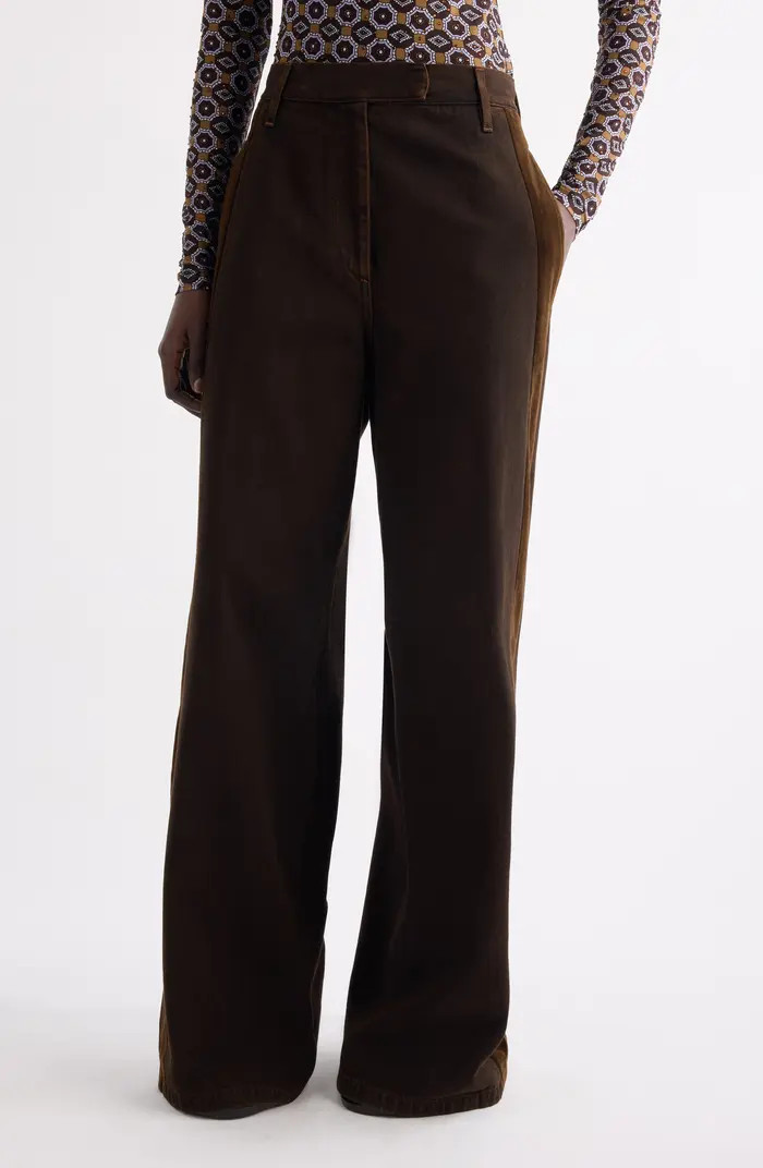 Dries Van Noten Penn Velvet Stripe Wide Leg Denim Trousers | Nordstrom | Nordstrom