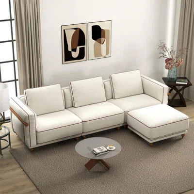 Modular Sectional Sofa: 157.5-Inch Luxury Cloud Sofa With Ottoman, 70% Down-Filled Sofa Cushions, Removable & Washable, Ultra-Soft Linen Sofa, Extra-L | Wayfair North America