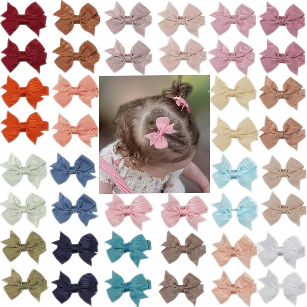 CLLOT Hair Bows, 42PCS 2" Fully Lined Bows Clips for Girls, Alligator Hair Clips for Girls Toddle... | Amazon (US)