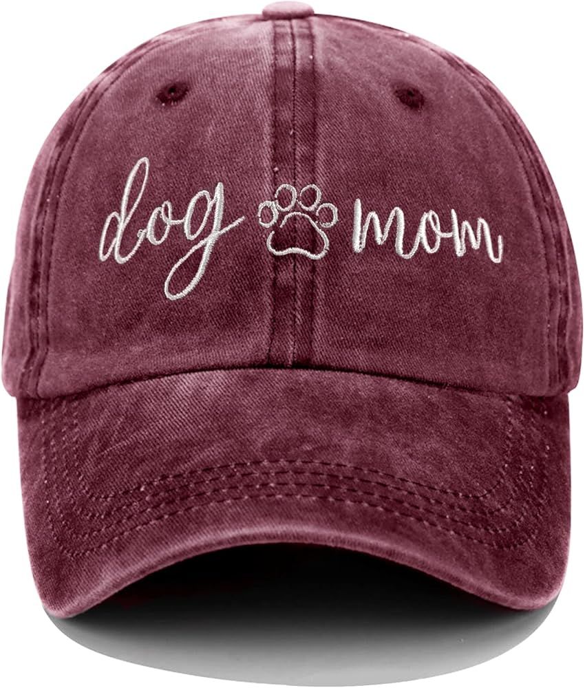 Harycnct Women's Dog Mom Hat Vintage Adjustable Baseball Cap Washed Cotton Denim Dog Girls Hat | Amazon (US)