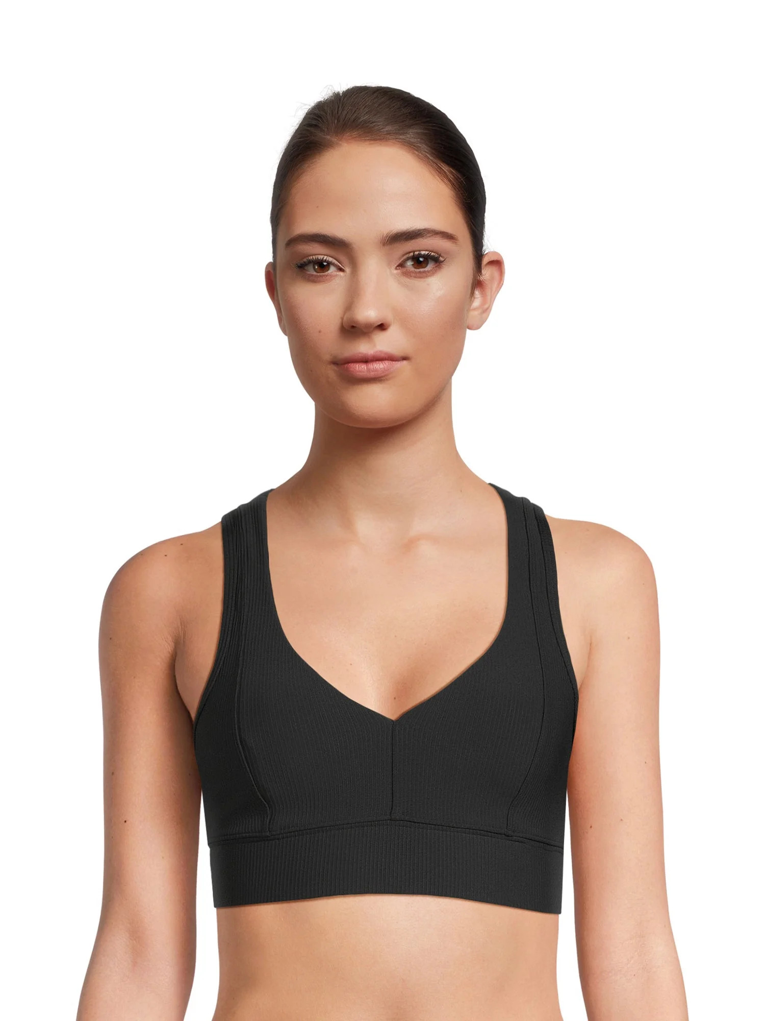 Avia V-Neck Rib Sports Bra for Women, Medium-Impact, S-3XL | Walmart (US)