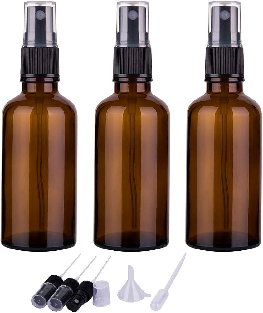 2oz Amber Glass Spray Bottles for Essential Oils, Small Empty Spray Bottle, Fine Mist Spray, Set ... | Amazon (US)