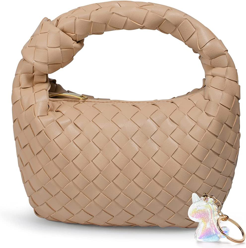 IwIeIaIrI Woven Handbags for Women - Soft PU Leather Knotted Clutch Bag Designer Ladies Hobo Bag,... | Amazon (US)