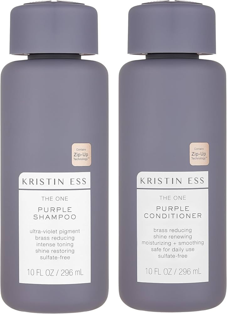 Kristin Ess Hair Purple Shampoo and Conditioner Set for Blonde, Brunette, Silver + Gray Hair, Ant... | Amazon (US)