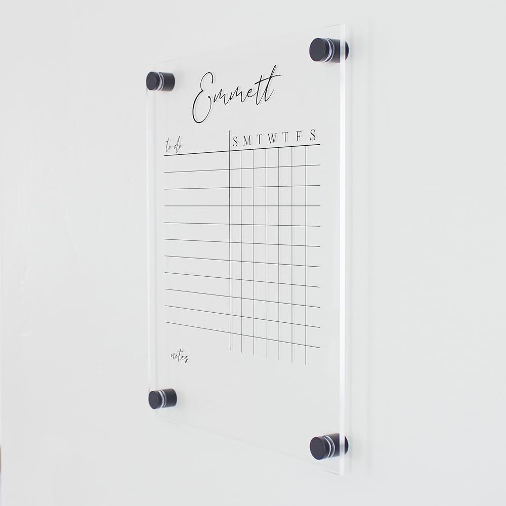 Circle & Square decor Clear Acrylic Chore Chart Board for Kids,Teens & Adults - Personalized and ... | Amazon (US)