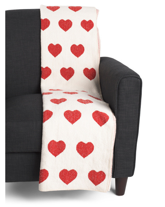 Feather Knit Hearts Throw | TJ Maxx