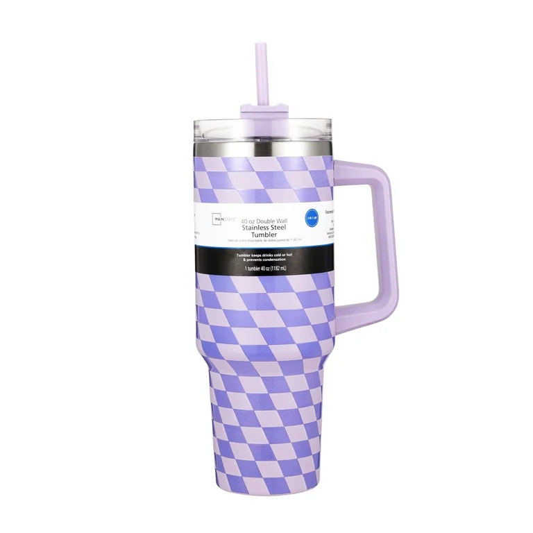 Mainstays 40oz Purple Diamond Pattern Tumbler Stainless Steel Double Wall | Walmart (US)