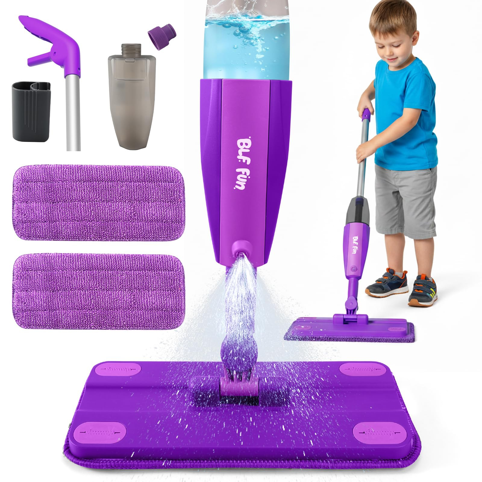 Kids Spray Mop, Toddlers Cleaning Playsets with Real Water Sprayer, Kids Mop Toys, Montessori Cle... | Amazon (US)